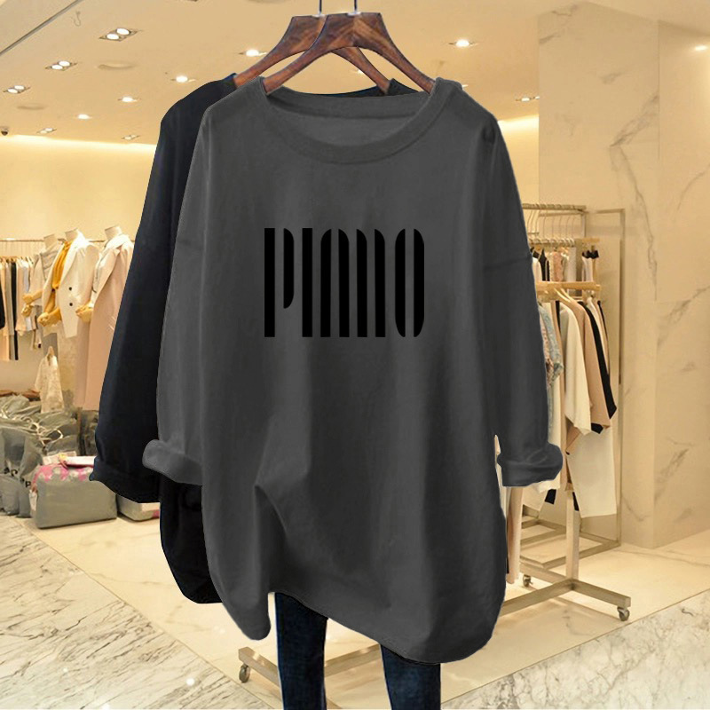 2026 Pure Cotton Top Mid-Length Korean Style Loose Plus Size Casual Age-Reducing Long-Sleeved T-Shirt for Women Fashionable and Versatile Summer 2026 Pure Cotton Top Mid-Length Korean Style Loose Plus Size Casual Age-Reducing Long-Sleeved T-Shirt for Women Fashionable and Versatile Summer