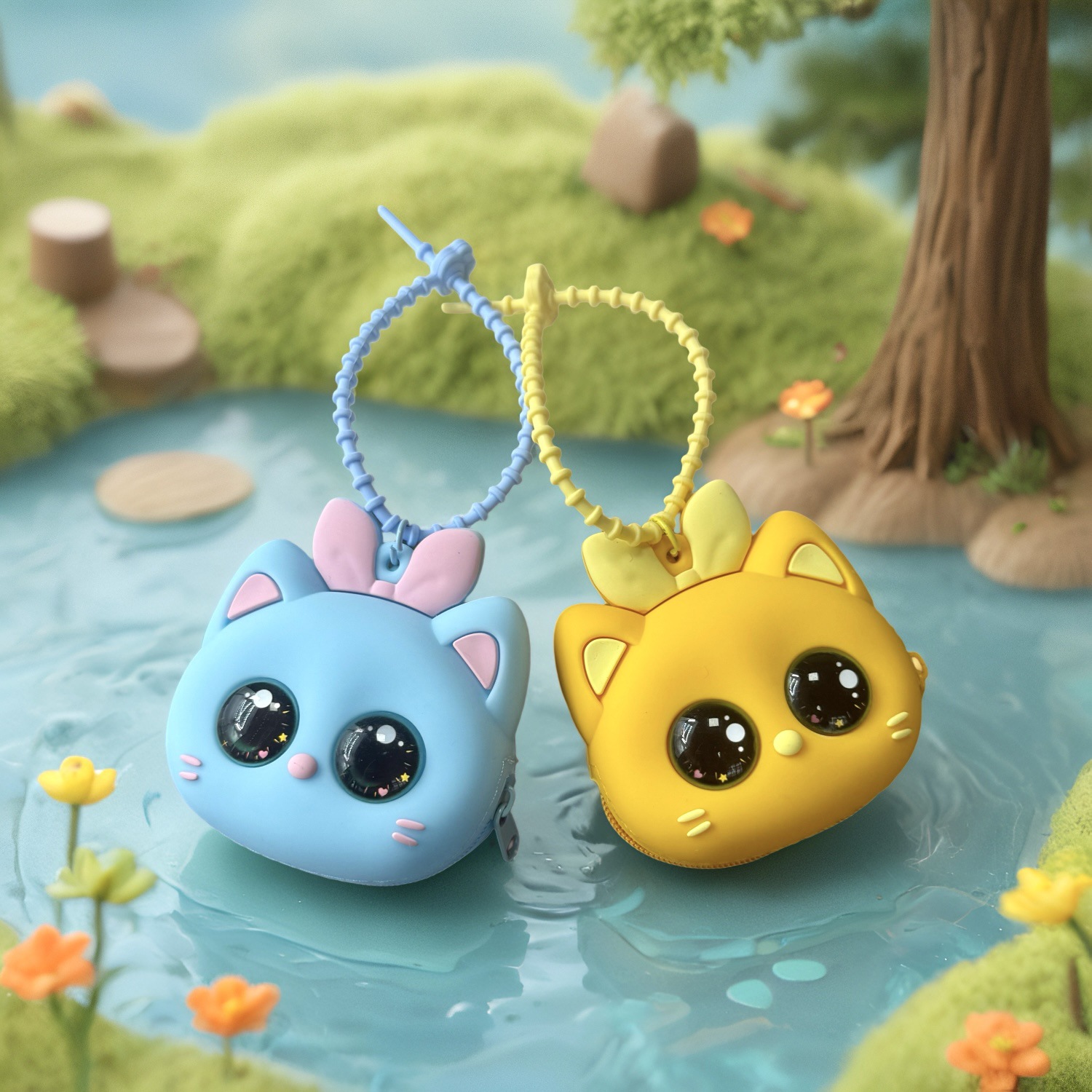 Creative Big-Eyed Cat Coin Purse Pendant Trinkets Decompression Toys Cartoon Key Chain Chain Cute Small Gifts Wholesale