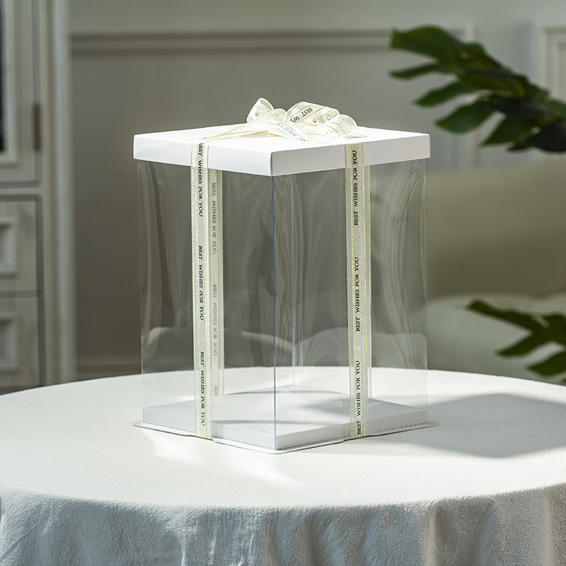 Caja de pastel de cumpleaños transparente 4 pulgadas 6 pulgadas 8 pulgadas 10 pulgadas 12 caja de horneado de globos rojos de doble altura