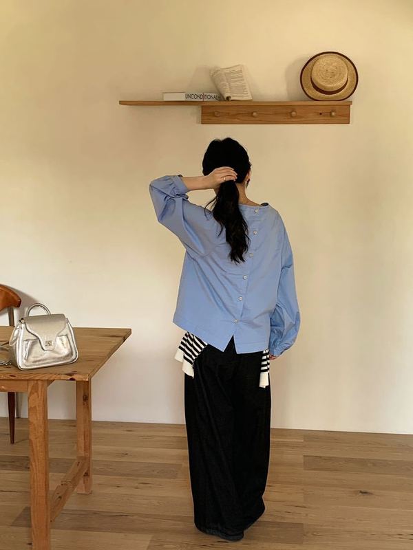 93322长袖衬衫女秋新款高级感圆领口衬衫气质拉满百搭衬衣|undefined