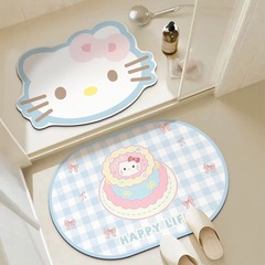 Kitty猫珪藻泥マット浴室滑り止めマット純色洗面器吸水マットトイレ花格ドアマット