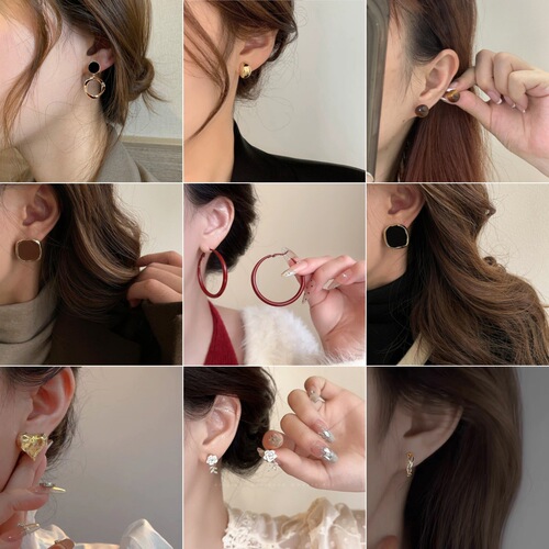Wholesale 1-2 yuan light luxury simple fashionable versatile earrings Hong Kong cool style temperament ear studs everyday versatile