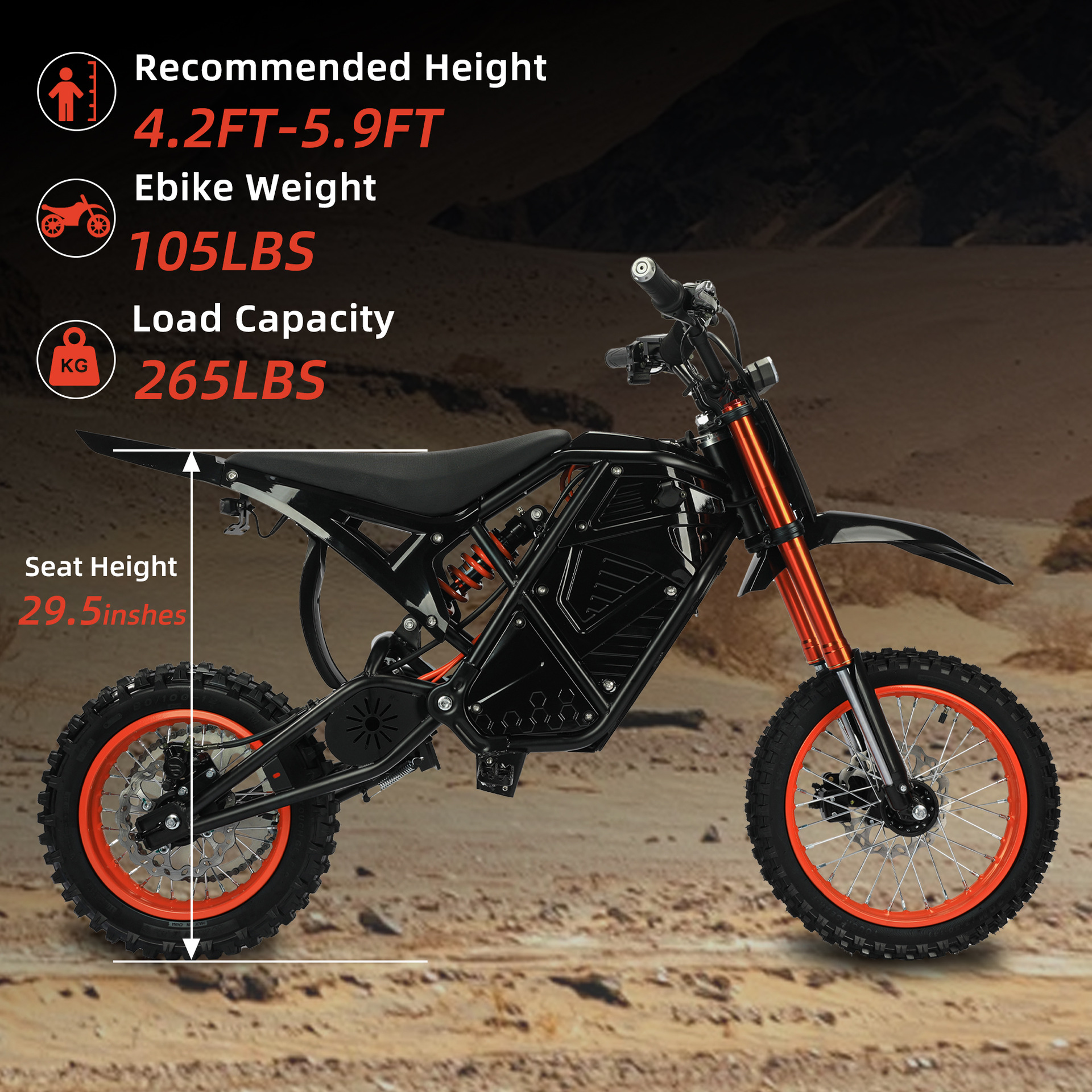 Electric off-road motorcycle, all-terrain motorcycle rated at 1500W, adult electric motorcycle, high-speed electric vehicle
