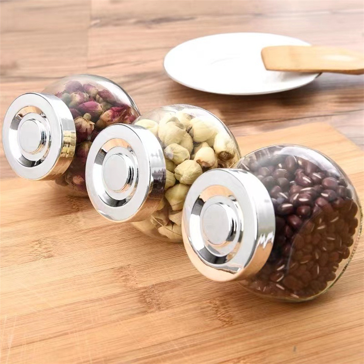 厂家批发创意扁鼓玻璃瓶 花茶密封瓶 蜂蜜黑枸杞包装瓶玻璃储物罐