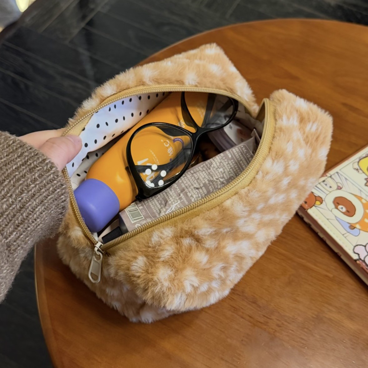 여성용 가방 핸드백 화장품 가방 휴대용 대용량 여행 귀여운 만화 틈새 클러치 가방 휴대용 워시 백