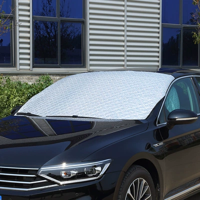 In-Stock Car Sunshade, Front Windshield Sun Protection Cover, Anti-Sun Exposure Cover, Thickened Car Cover Half Cover (Car snow shield) - car-three-layer-ear-clip