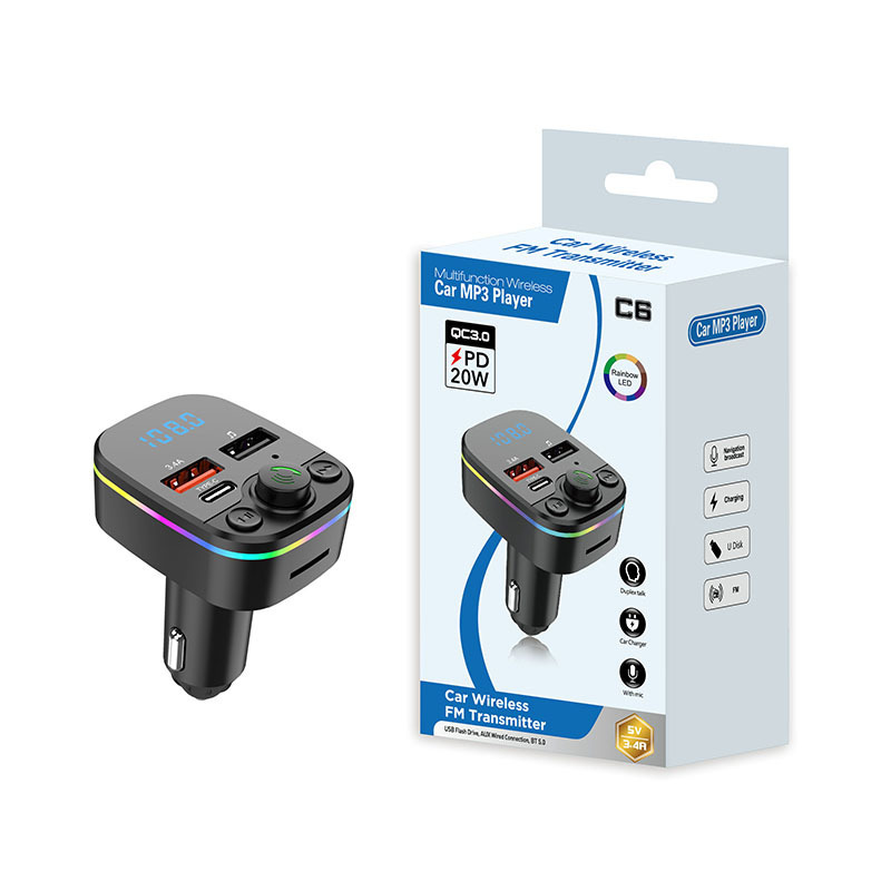 車の Bluetooth MP3 プレーヤーハンズフリー通話カード再生車の FM トランスミッター車の携帯電話充電器|undefined
