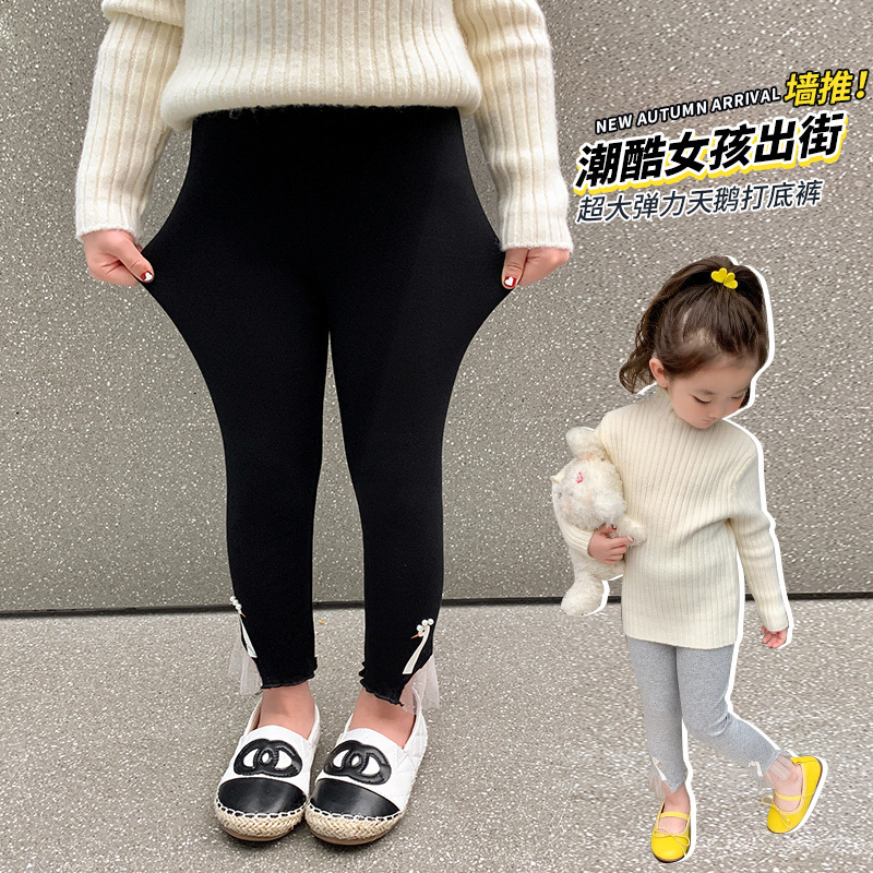 Leggings de bebé primavera y otoño desgaste exterior delgado primavera y verano estilo occidental de niña pantalones ajustados delgados pantalones delgados para niños medianos y pequeños