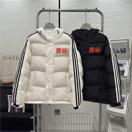 跨境外贸三杠棉衣开衫连帽休闲棉服冬季保暖加厚棉衣面包服