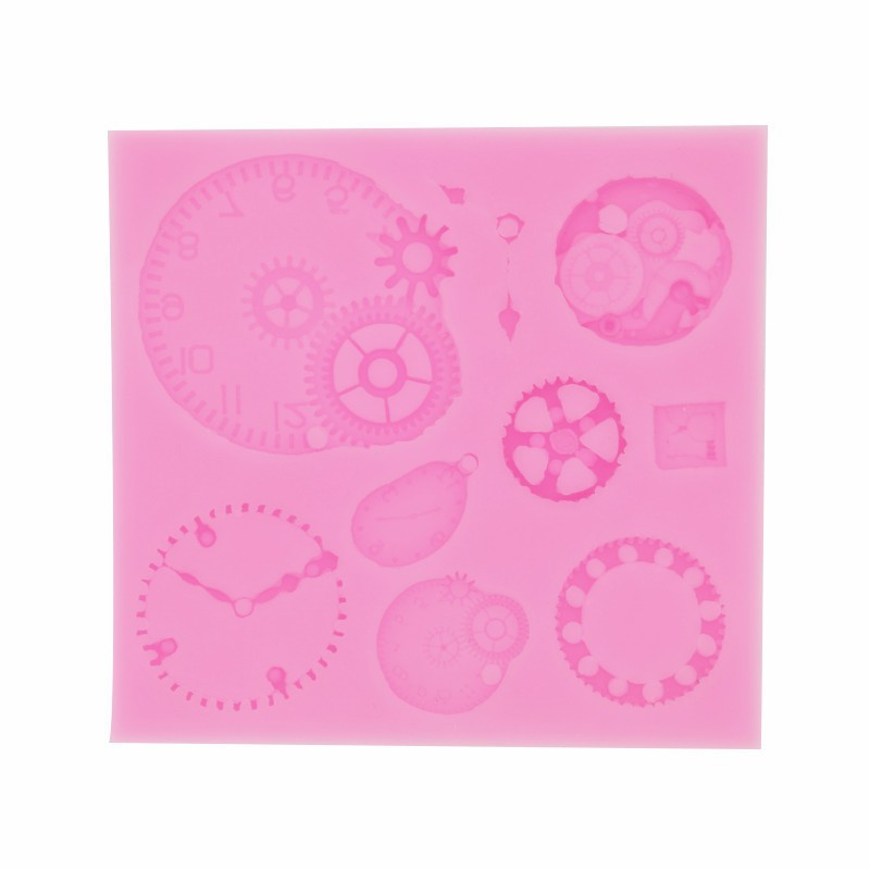 Reloj de tiempo engranaje molde de silicona chocolate fondant silicona punk mecánico molde para hornear pasteles yeso