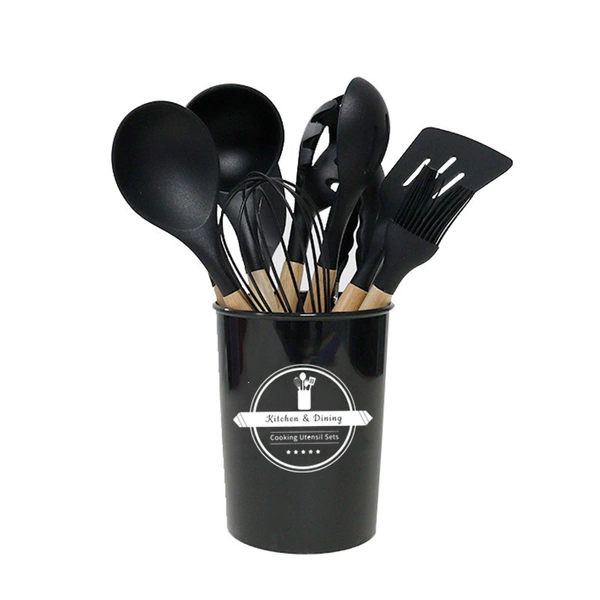 12 pieces of wooden handles (black)