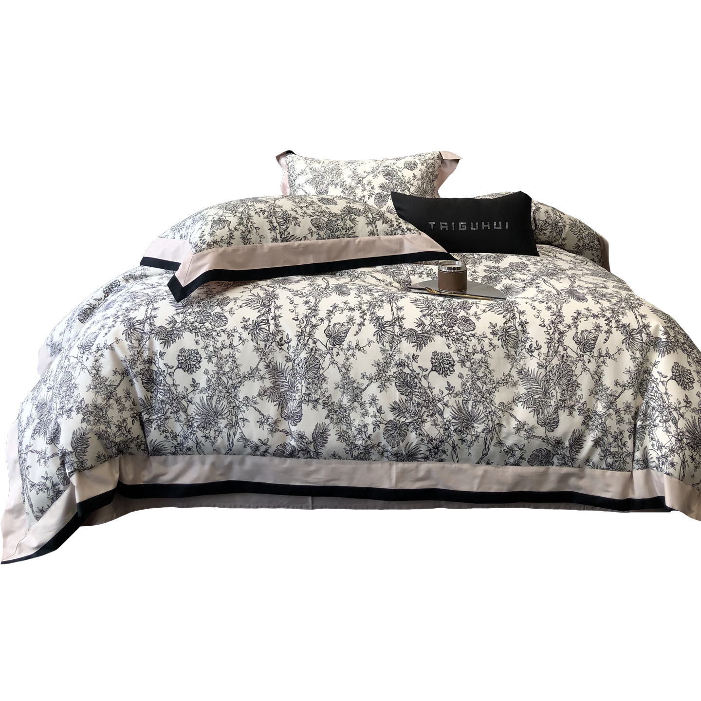 Set di biancheria da letto in cotone a fibra lunga, lussuoso, stile vintage francese, boho, di alta gamma, composto da quattro pezzi, in puro cotone, adatto a tutte le stagioni._voghion.com