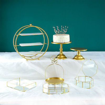 Mesa de postre buffet soporte de exhibición combinación mesa de postre de té de la tarde plato de fruta europeo Placa de pastel bandeja de pierna alta