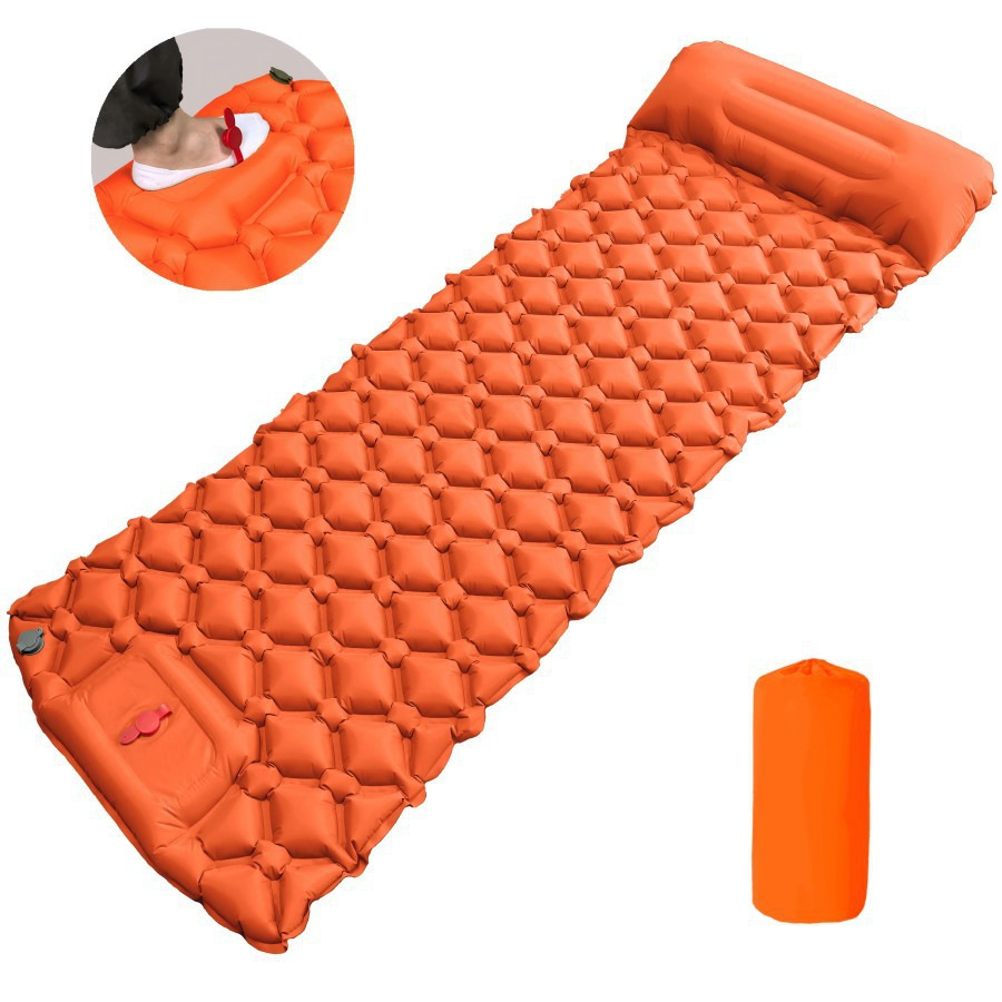 Inflatable Pump Outdoor Tent Hiking Cross-Country Camping Moisture-Proof Sleeping Pad Massage Mattress Camping Cross-Border Outdoor