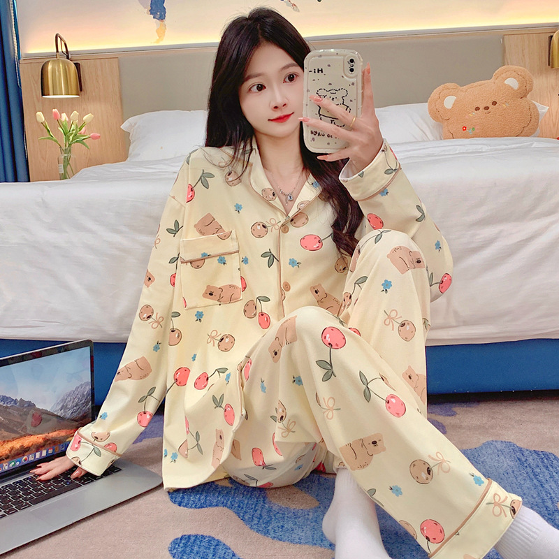 Pijamas al por mayor transfronterizos de mujeres otoño invierno manga larga princesa de dibujos animados de ternilla viento red roja cardigán otoño invierno ropa de hogar se puede usar fuera
