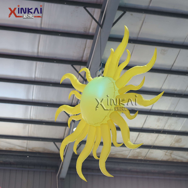 外贸热销专业广告灯饰制作星空主题吊挂小太阳带灯光充气小太阳