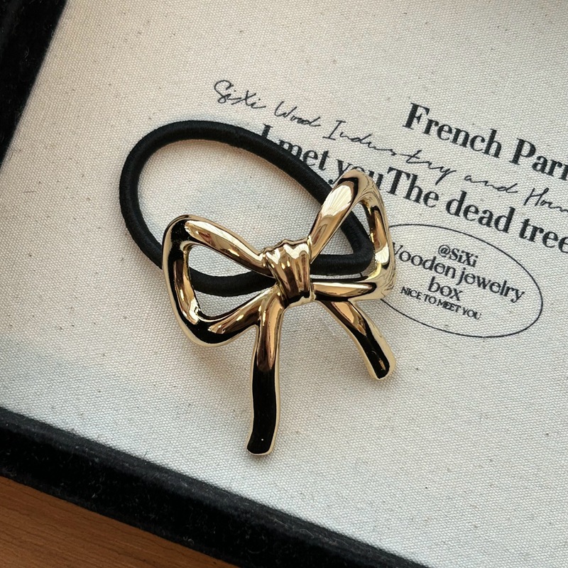 20g Weight Hair Tie Hair Accessories Type 1 Piece Quantity Holiday, Daily, Street Occasion Alloy Material Bow Knot Pattern Women's Gender French Style, IG Style Style Women's IG Style French Style Bow Knot Alloy Hair Tie 7
