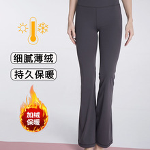 秋冬加绒瑜伽微喇叭裤高腰提臀户外运动长裤女舞蹈阔腿裤