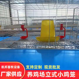 养鸡场小鸡笼厂家 立体式左右拉门带水箱镀锌畜牧养殖用饲养设备