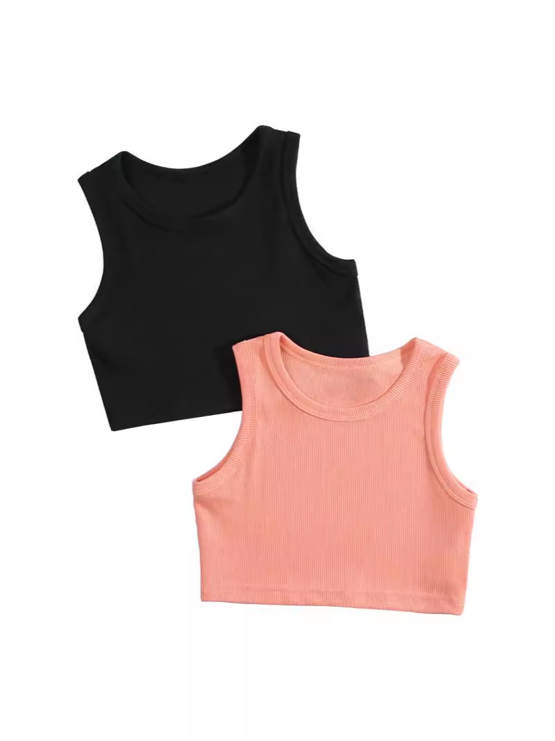 2026 chaleco de costilla de niñas ropa de niñas nuevas camisas de moda europea y americana sin mangas de algodón