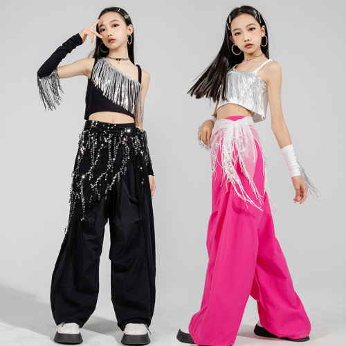 Dancewear for Girls, Summer Jazz Performance Suit, Dopamine Sleeveless Backless Top, Hot Chick Style, Children's Jazz Fashion Show Dress