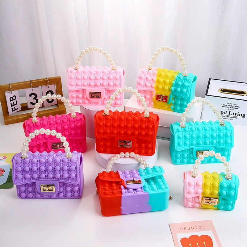 Сумка-кошелек для телефона 2024 года, прямые поставки с завода, детская сумка через плечо, двусторонняя, с жемчугом, на цепочке, силиконовая