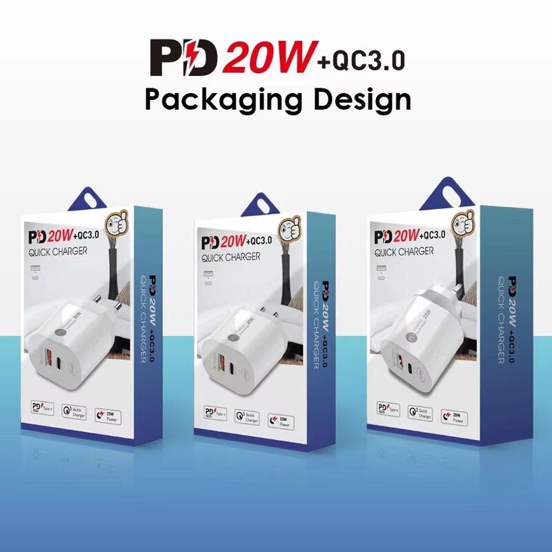 Cylindrical PD12w Smart Charger PD + QC3.0 Fast Charging Head Mobile Phone Charger European Regulations US Regulations UK Regulations