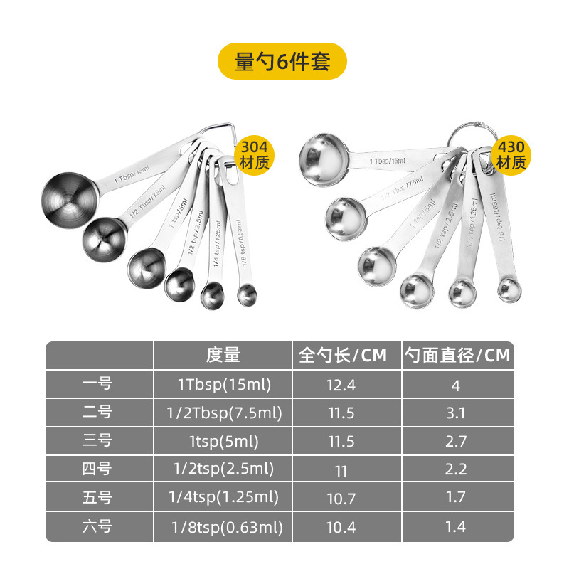 ✅ステンレス計量スプーン計量カップ調味料スプーン塩スプーン焙煎スケール計量スプーン計量スプーン磁気吸引ダブルヘッド計量スプーン9個|undefined