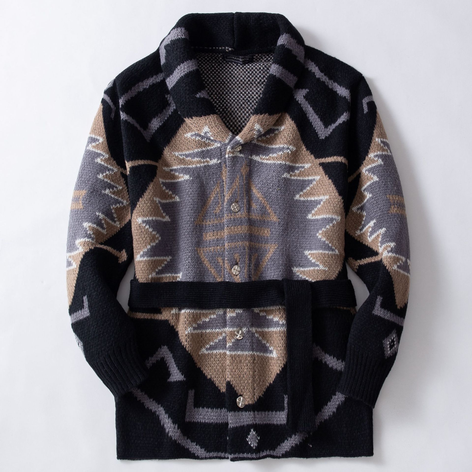 Pánske oblečenie retro ťažký žakárový sveter Hrubý stredne dlhý a dlhý kardigan sveter SY0075_voghion.com