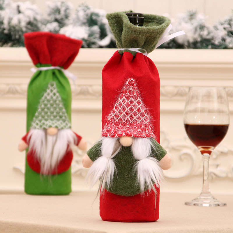 Transfronterizo nueva cubierta de vino de Navidad cubierta de la botella de vino suministros de decoración de mesa en casa bosque profundo Santa Claus