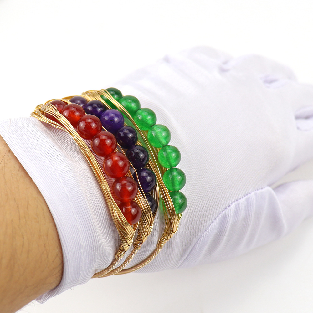 Fashion Geometric Copper Plating Natural Stone Bangle 1 Piece