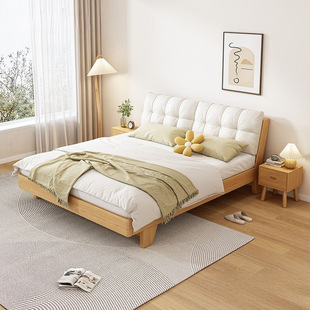 Solid Wood Bed 1.5m Pine Double Bed Economical Modern Simple 1.8m Simple 1m Single Bed for Rental Housing
