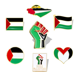Freedom Palestine Flag Brooch Cross Border Badge Metal Clothing Accessories Black Flag Buckle Pin in stock Wholesale