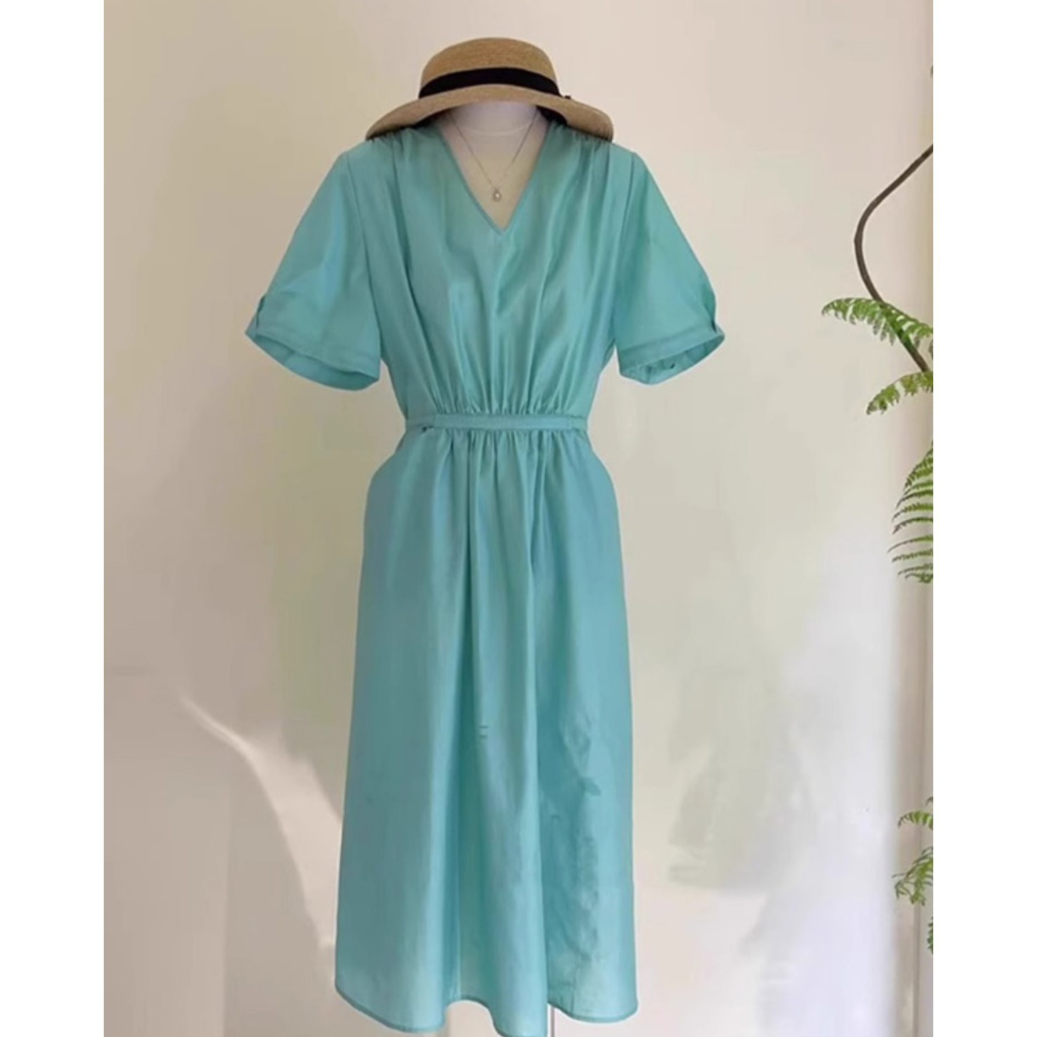 Đầm maxi nữ thắt eo dáng dài màu xanh dương mùa hè FL231978 — Đầm