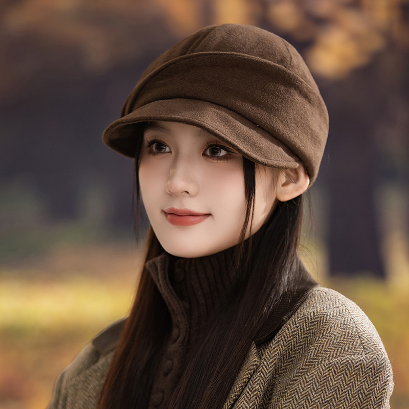 张靖怡同款黑色报童帽鸭舌帽女2025新款春夏遮阳八角帽防晒帽子|undefined