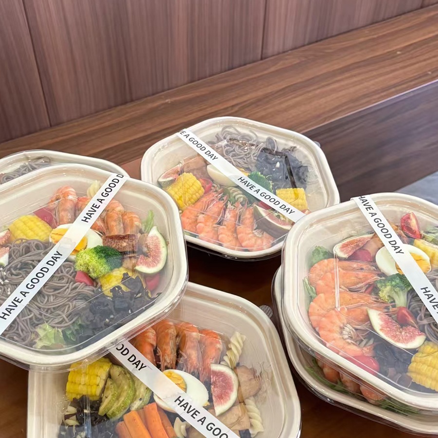 一次性六角碗可降解六边碗商用轻食碗沙拉碗纸浆碗酸奶碗打包盒a^