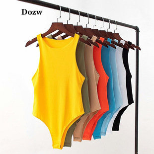2024 New Summer Style European and American Ins Style Sexy Tight Jumpsuit Women's Sleeveless Jumpsuit Trendy