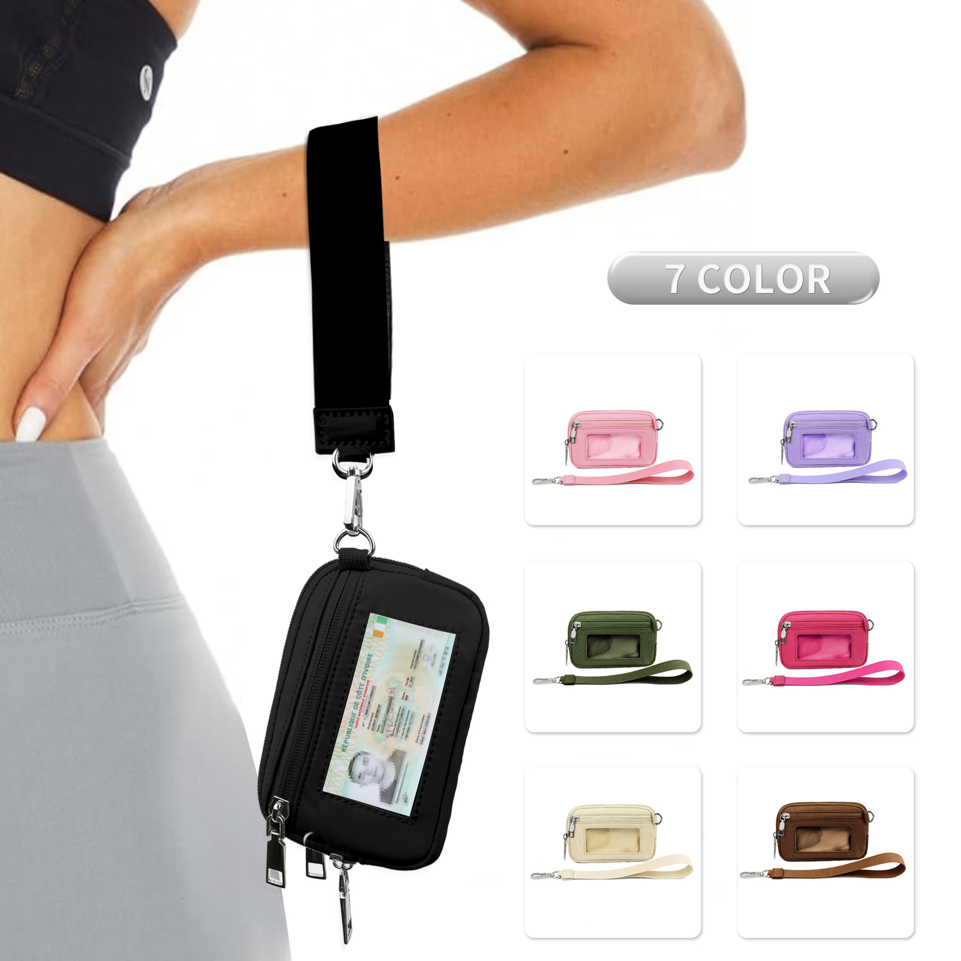 82g Weight Polyester Lining Material Zipper Closure Type Coin Purse Bags Type 1 Piece Quantity Daily Occasion Nylon Material Solid Color Pattern All Seasons Season Unisex Gender Simple Style Style Semicircle Shape Pink + White Black Black Gray Nylon Solid Color Semicircle Clutches 7