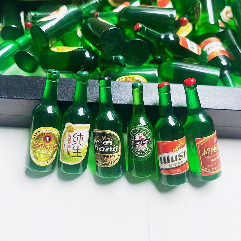 クリエイティブシミュレーショングリーンビール洋酒瓶小酒瓶diy夜灯置物樹脂小物夜灯アクセサリー|undefined