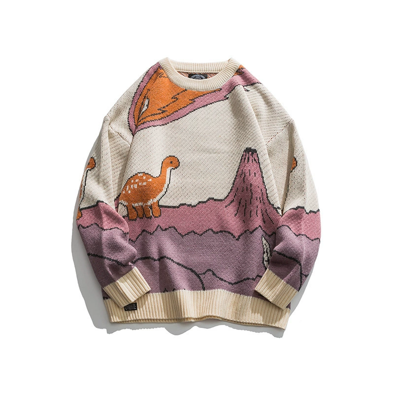 Свитер ZSIIBO oversize вязанный, demi-season круглый ворот, длинный рукав, европейский стиль