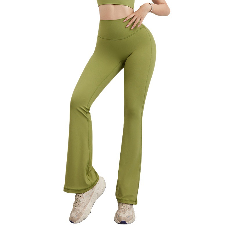Pantalones de yoga pantalones acampanados desnudos Levantamiento de cadera cintura alta bolsillo deportes fitness Pantalones deportes fitness pantalones polainas desgaste exterior