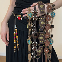 波西米亚民族风高级感腰链女夏蒙古川藏编织流苏腰带复古流苏腰绳