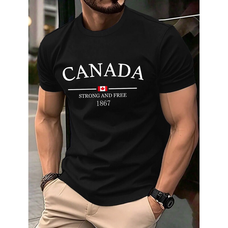 【European Size Cotton T-Shirt】Strong and Free-Spirited English Element Print Round Neck T-Shirt, New Summer Fashion Style, Casual 【European Size Cotton T-Shirt】Strong and Free-Spirited English Element Print Round Neck T-Shirt, New Summer Fashion Style, Casual