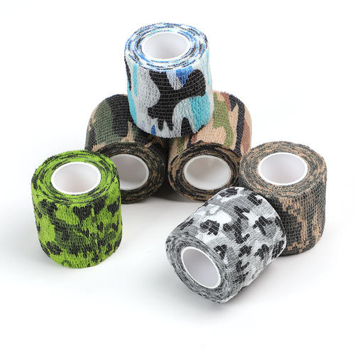 Factory direct sales outdoor camouflage bandage non-woven self-adhesive elastic bandage camouflage bandage available for wholesale