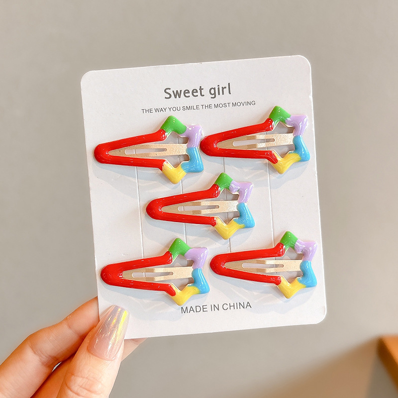 Pin de cabello de color estrella de pentacos pin de cabello de niñas pin de cabello lateral pin de cabello de dopamina pin de cabello pin BB pin