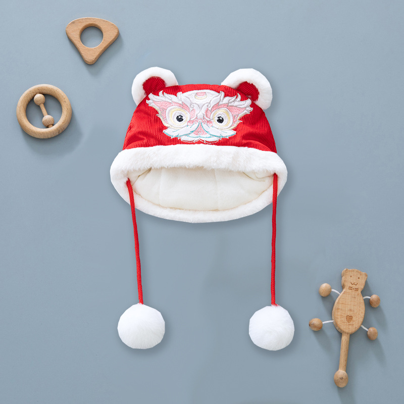 Ropa de bebé invierno nuevo estilo chino Tigre cabeza sombrero engrosado mameluco caliente Año Nuevo saludo ropa un mes de edad cien días