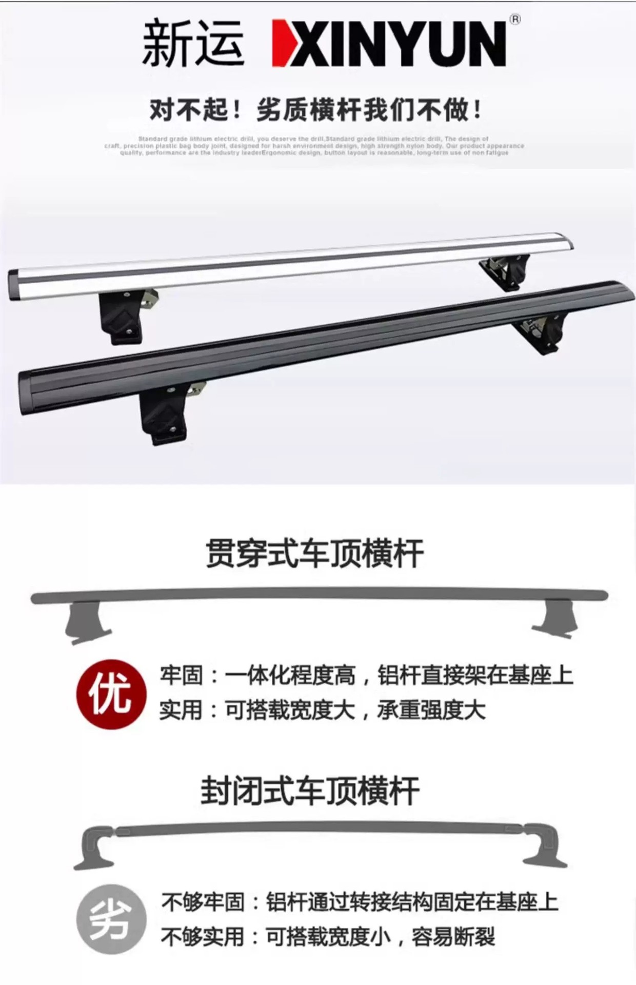 Universal roof rack crossbars for the Zhijie RX Tiger Claw sedan