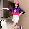 T-shirt, children's summer summer clothing for leisure, western style, gradient, suitable for teen, loose fit