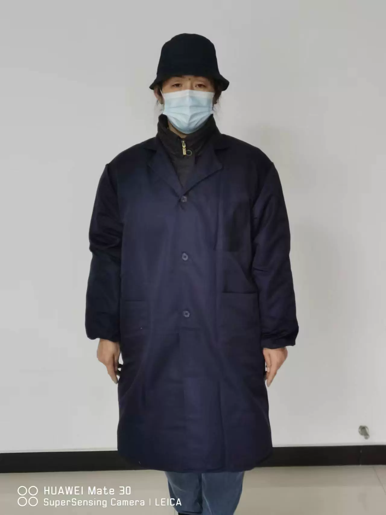 蓝大褂工作服长款蓝色工作服宽松防尘服劳保服