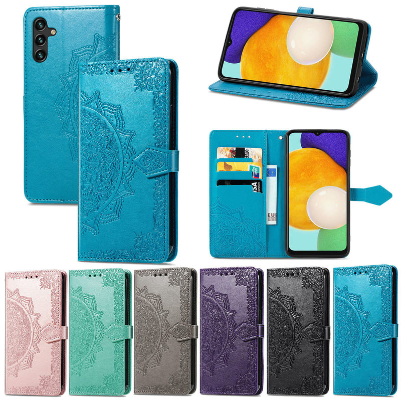 For Samsung A36 foreign trade hot mandala embossed phone case A56 magnetic suction flip embossed card protective cover